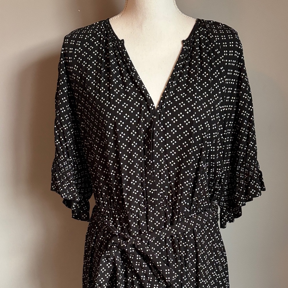 GAP Black Dress with White Geometric Trim